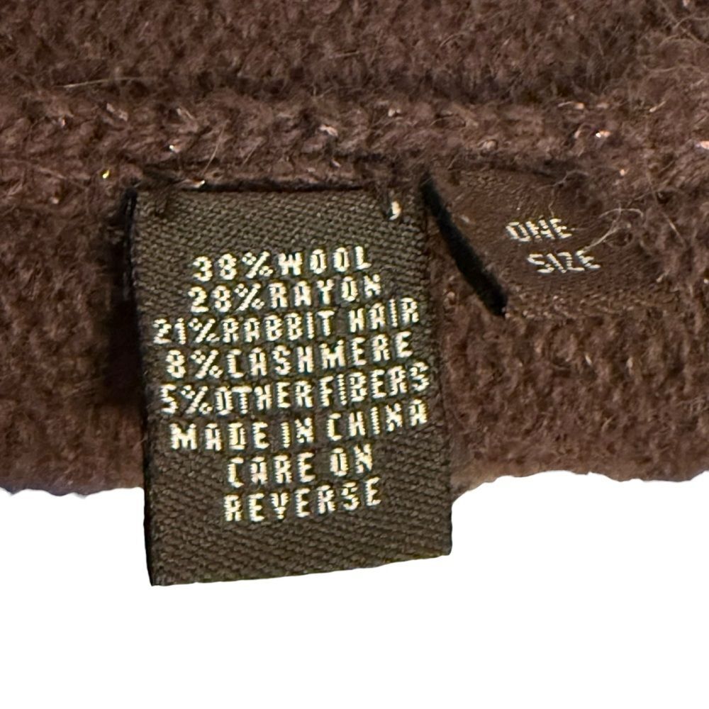 Coach Brown Wool & Cashmere Blend Youth Beanie w/ Gold Metallic Accents One Size - Picture 5 of 5